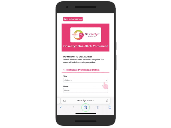 Image showing how to save to homescreen IOS